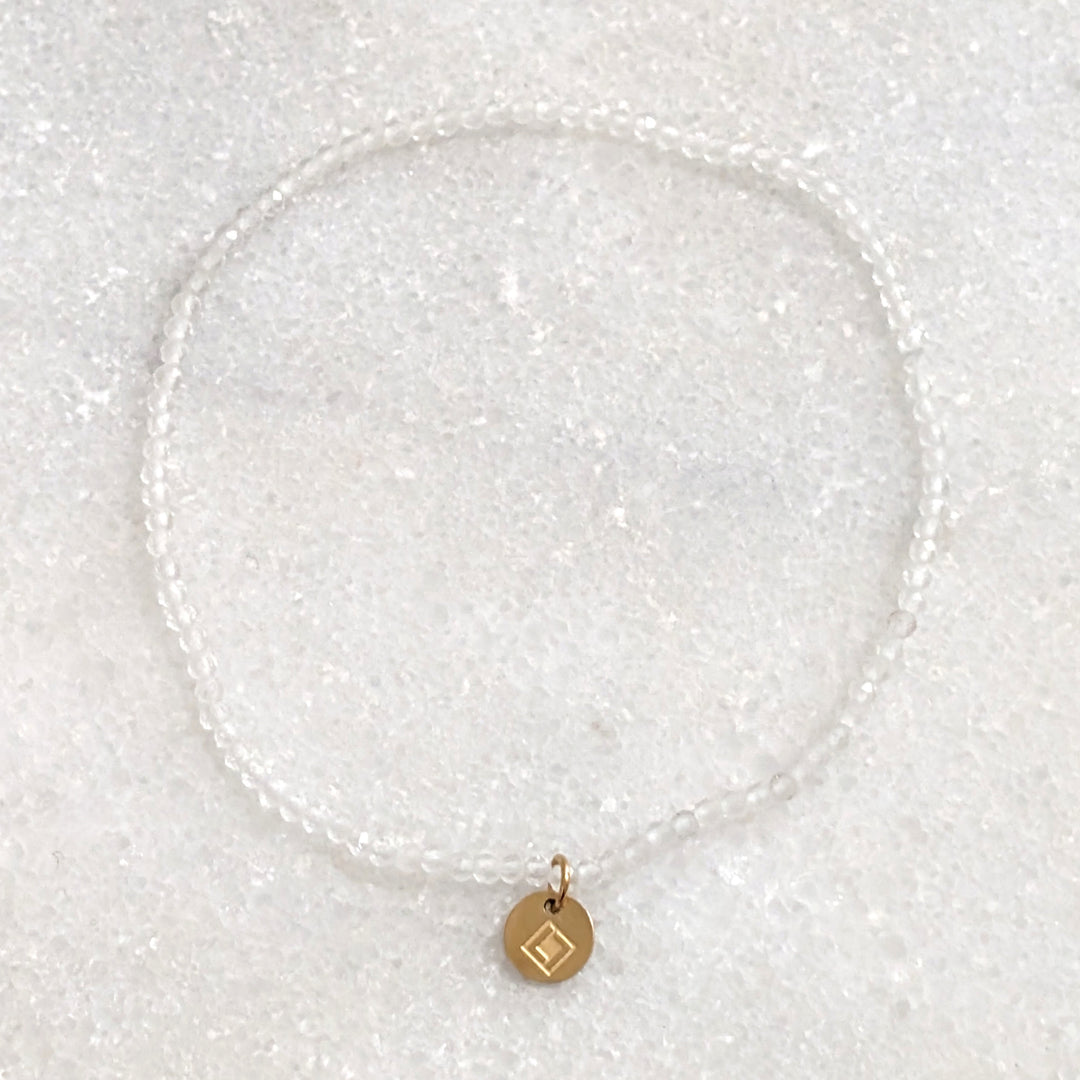 skinny clear quartz 2mm gemstone bracelet 
