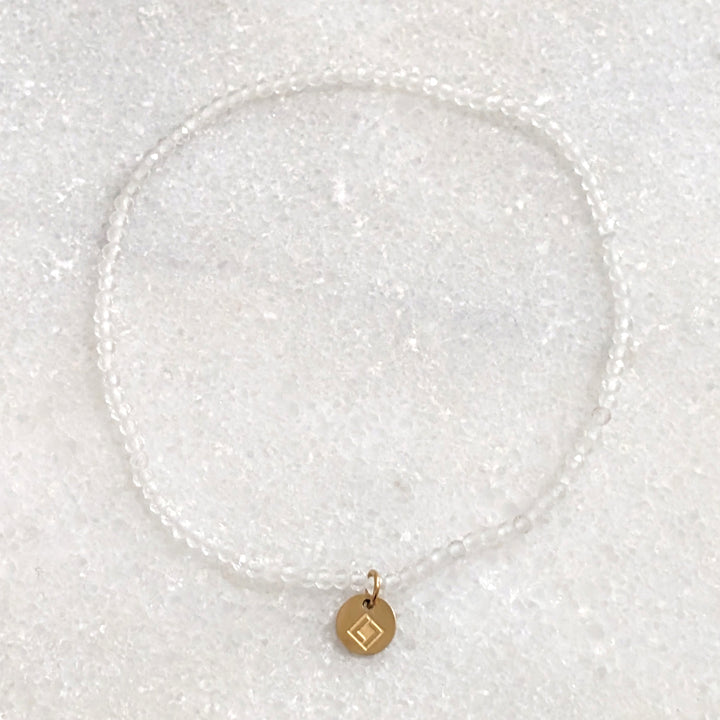 skinny clear quartz 2mm gemstone bracelet 