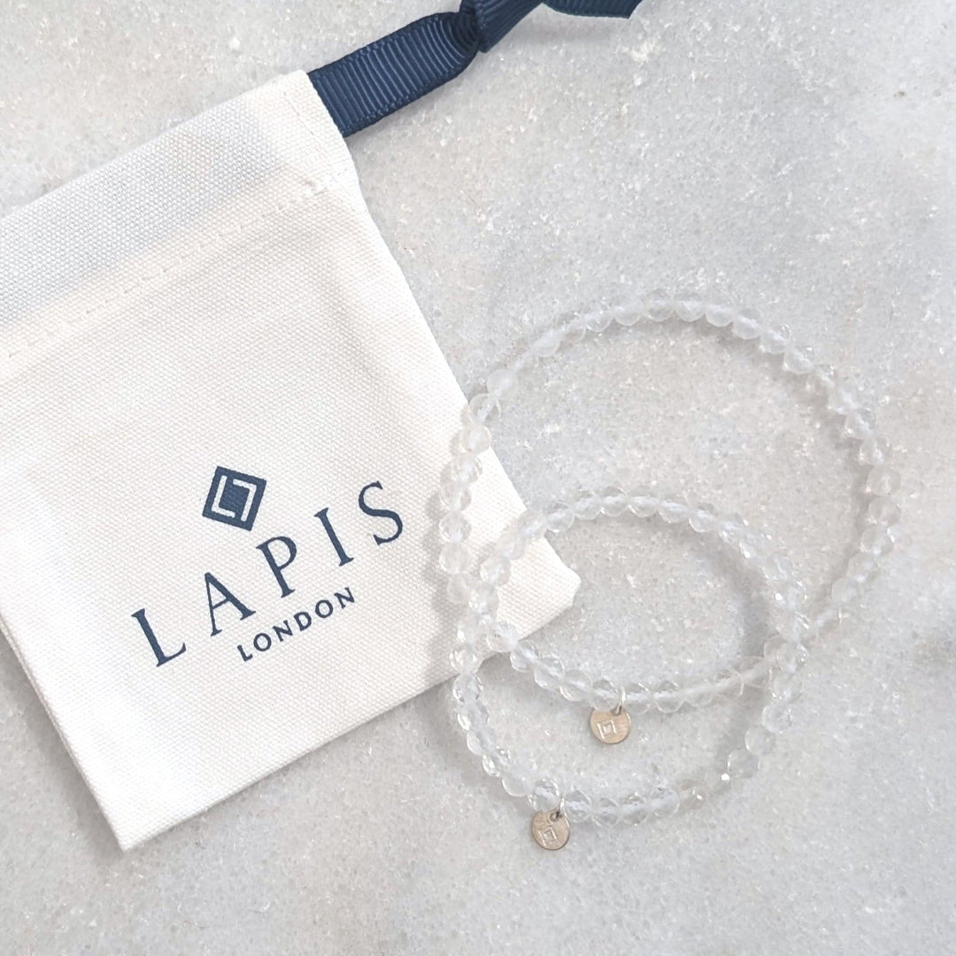 clear quartz "mummy and me" gemstone bracelet set