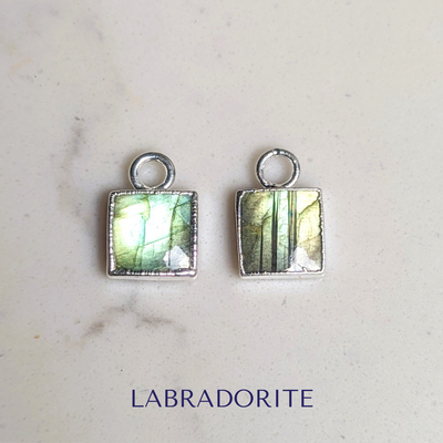 The Square Interchangeable Gemstone Earring Charms - Sterling Silver