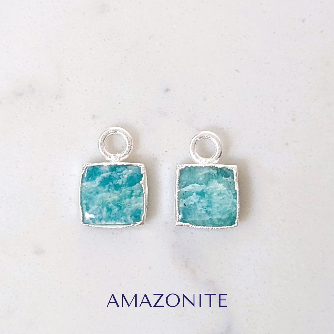 The Square Interchangeable Gemstone Earring Charms - Sterling Silver