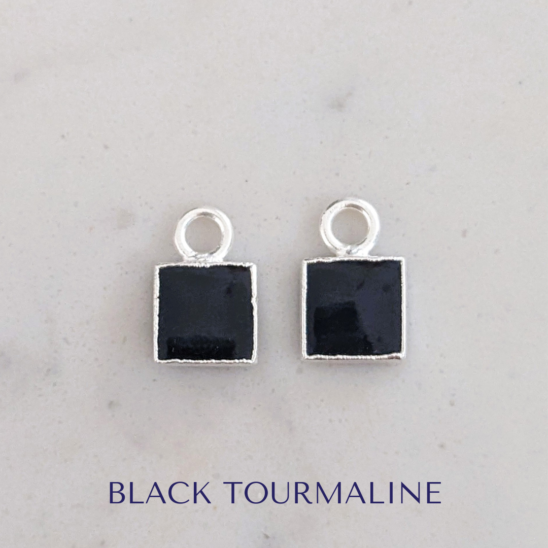 The Square Interchangeable Gemstone Earring Charms - Sterling Silver