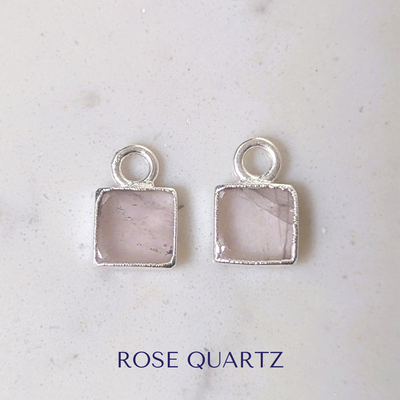 The Square Interchangeable Gemstone Earring Charms - Sterling Silver