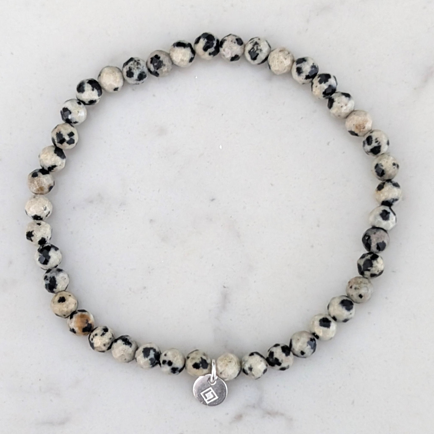 Dalmatian Jasper Gemstone Bracelet 4mm Faceted Lapis London