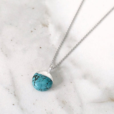 silver turquoise December birthstone necklace 