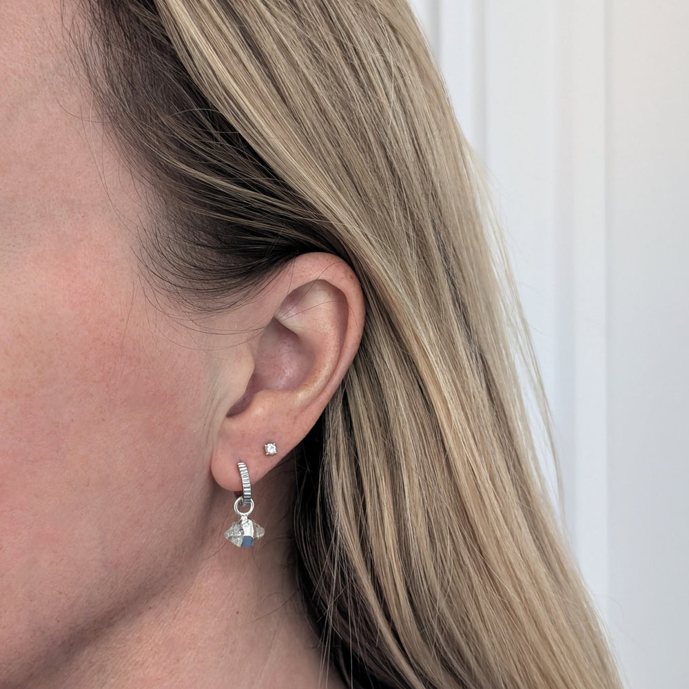 sterling silver double terminated herkimer diamond earrings