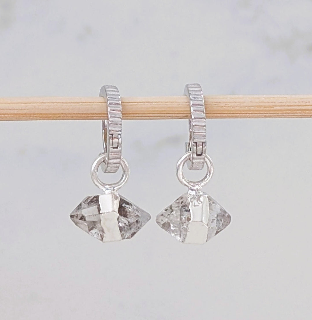 sterling silver double terminated herkimer diamond earrings