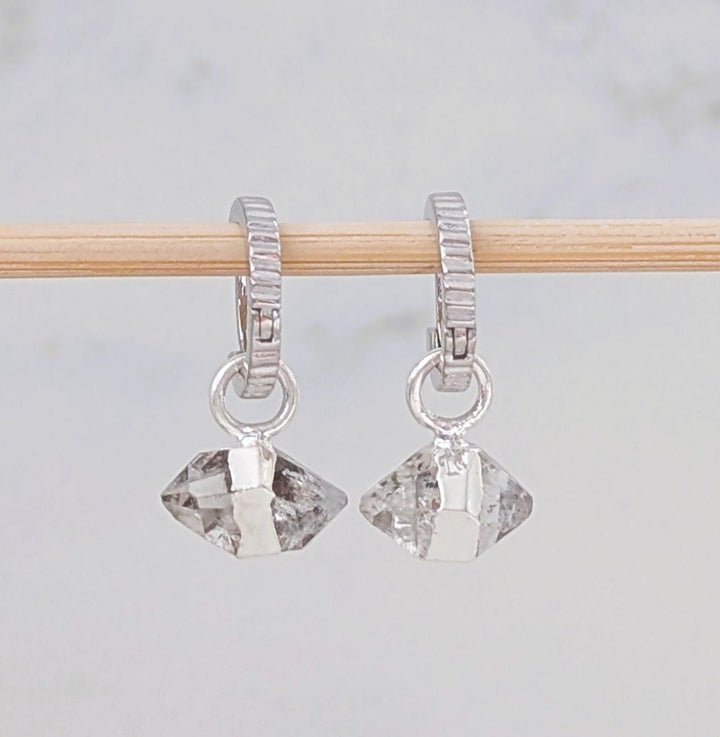 sterling silver double terminated herkimer diamond earrings