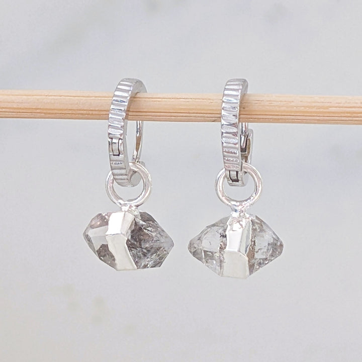 sterling silver double terminated herkimer diamond earrings