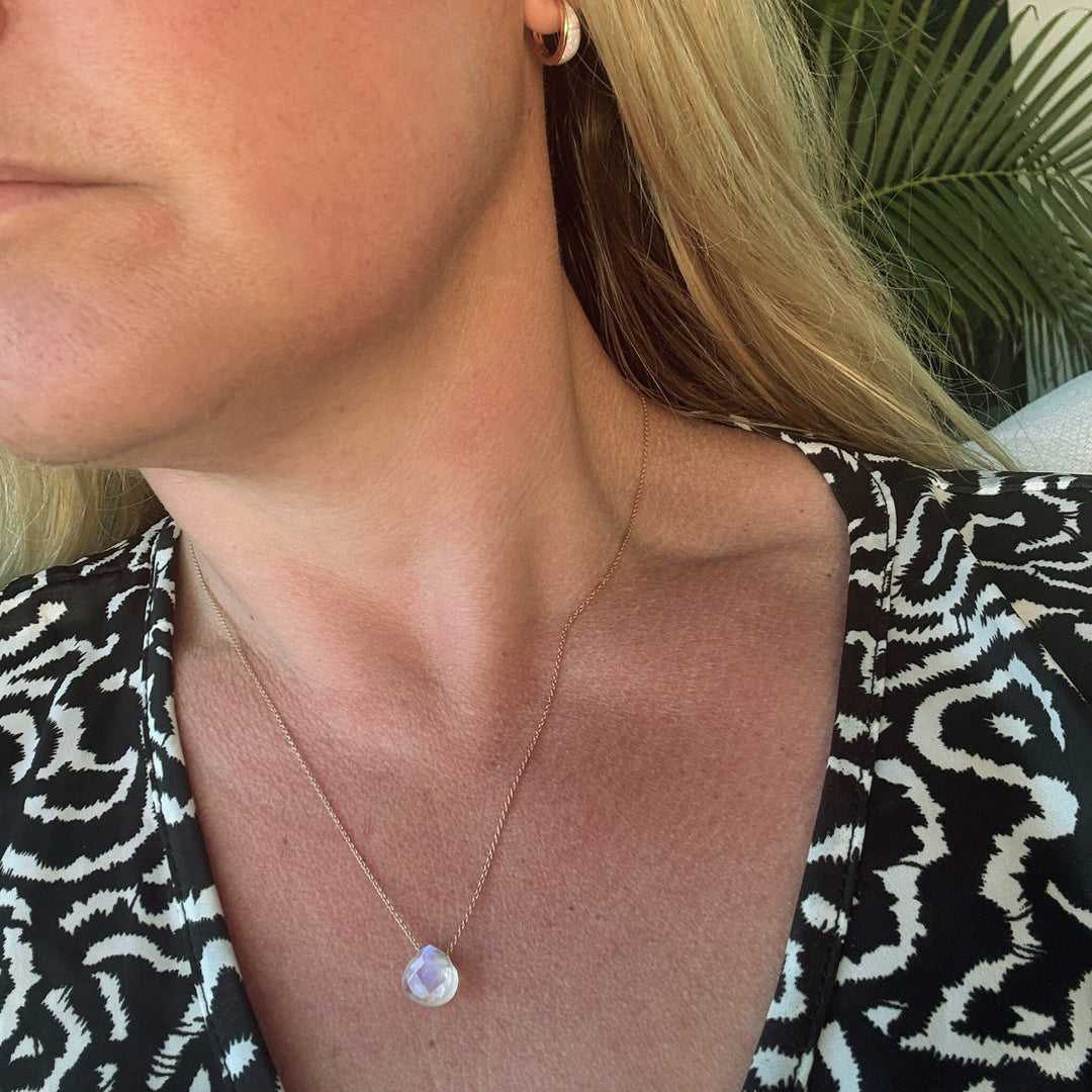 Moonstone Teardrop June Birthstone Necklace