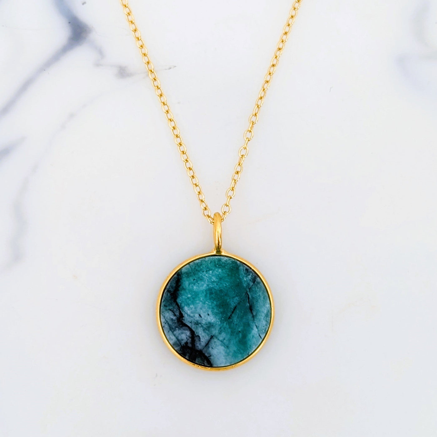 gold emerald May birthstone pendant necklace
