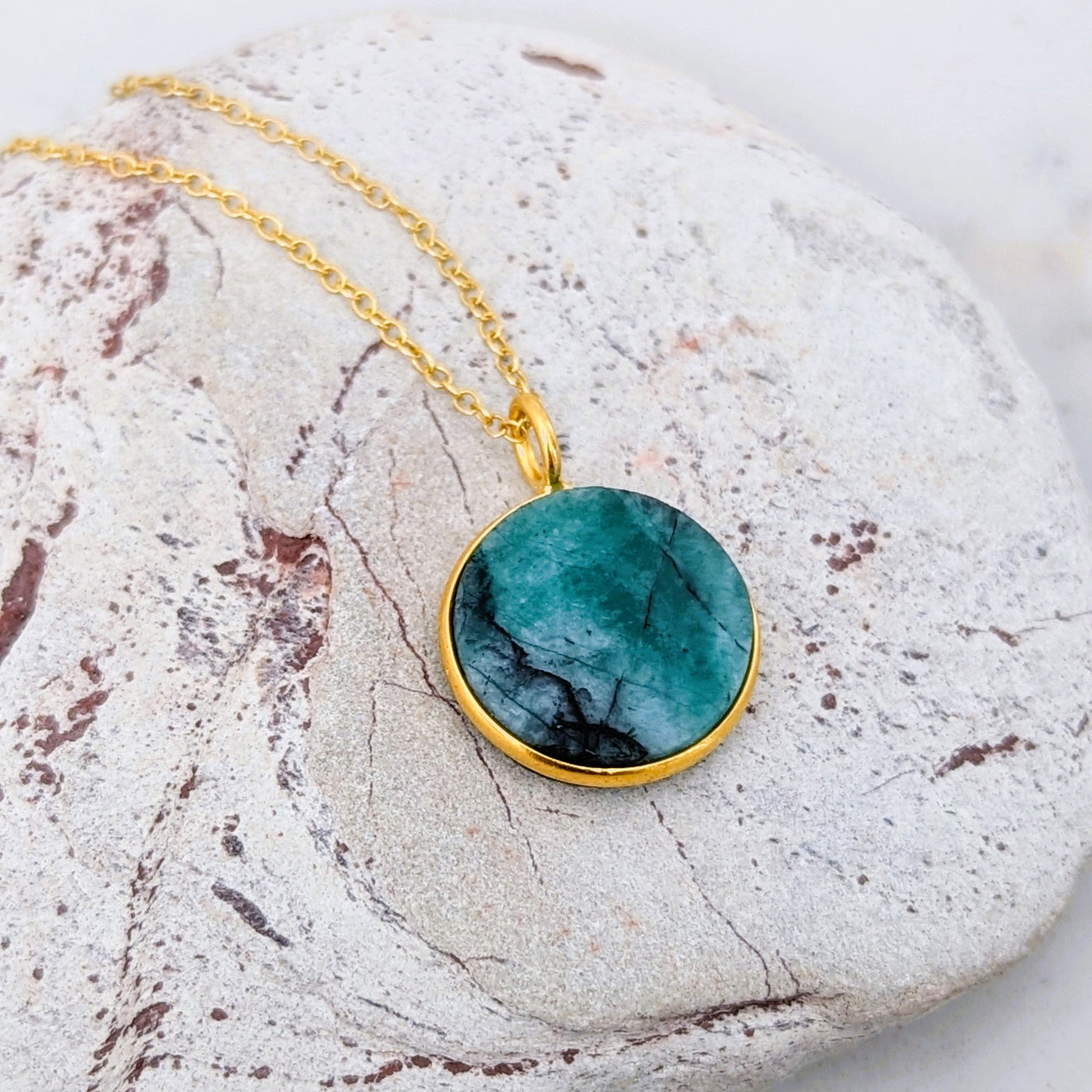gold emerald May birthstone pendant necklace