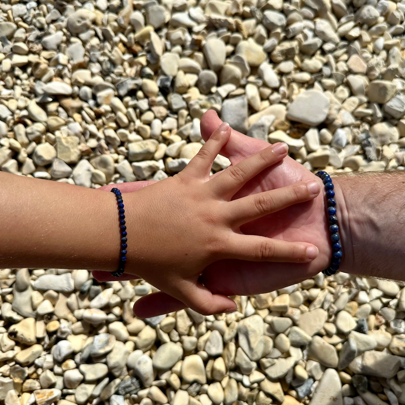 Lapis Lazuli "Daddy and Me" gemstone bracelet set