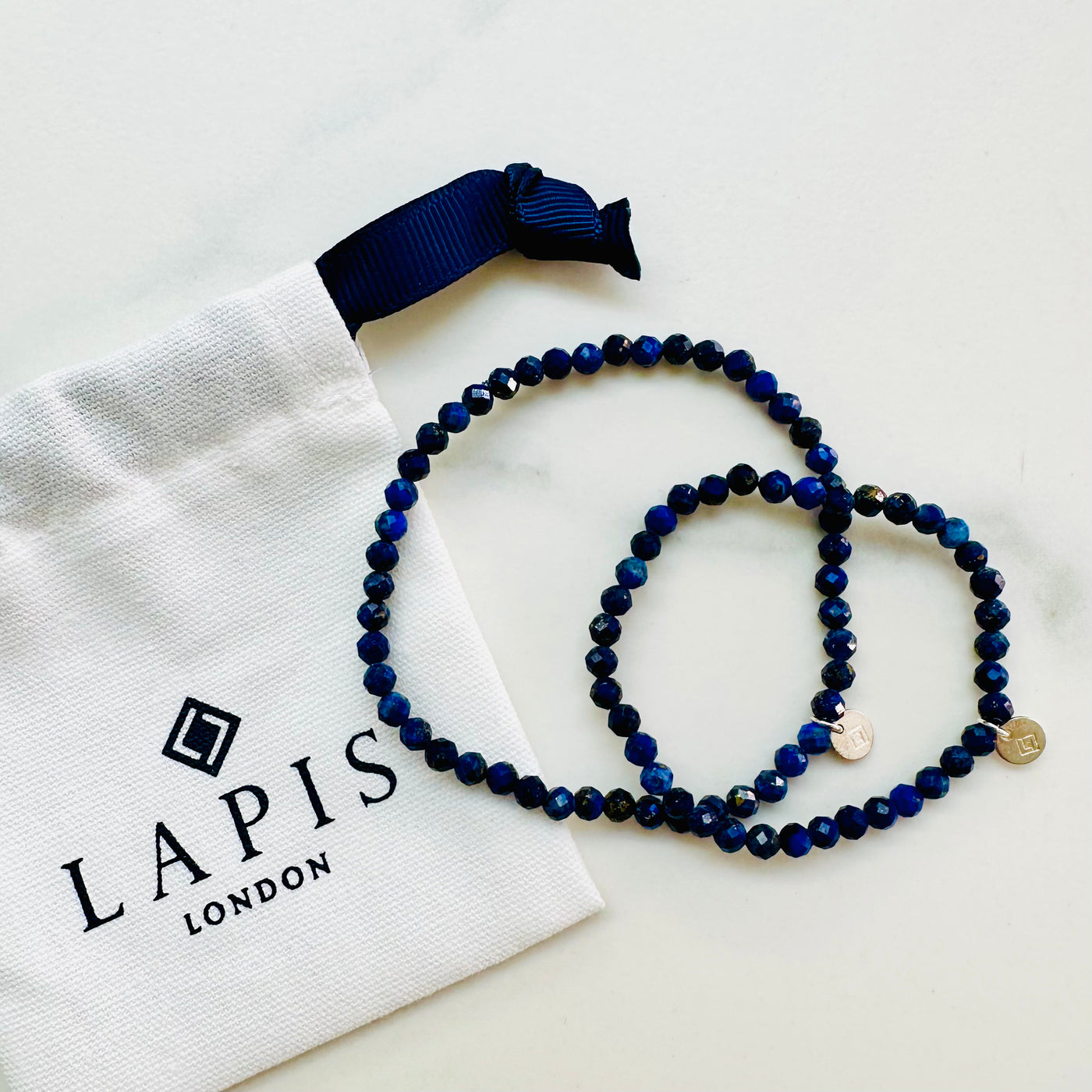 Mummy and Me Lapis Lazuli Gemstone bracelet set  4mm beads