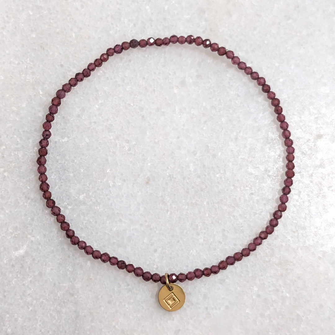 skinny garnet gemstone bracelet 