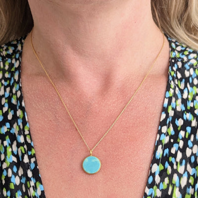 gold turquoise December birthstone necklace
