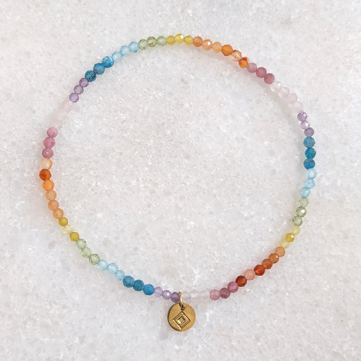 good vibes gemstone rainbow bead bracelet 