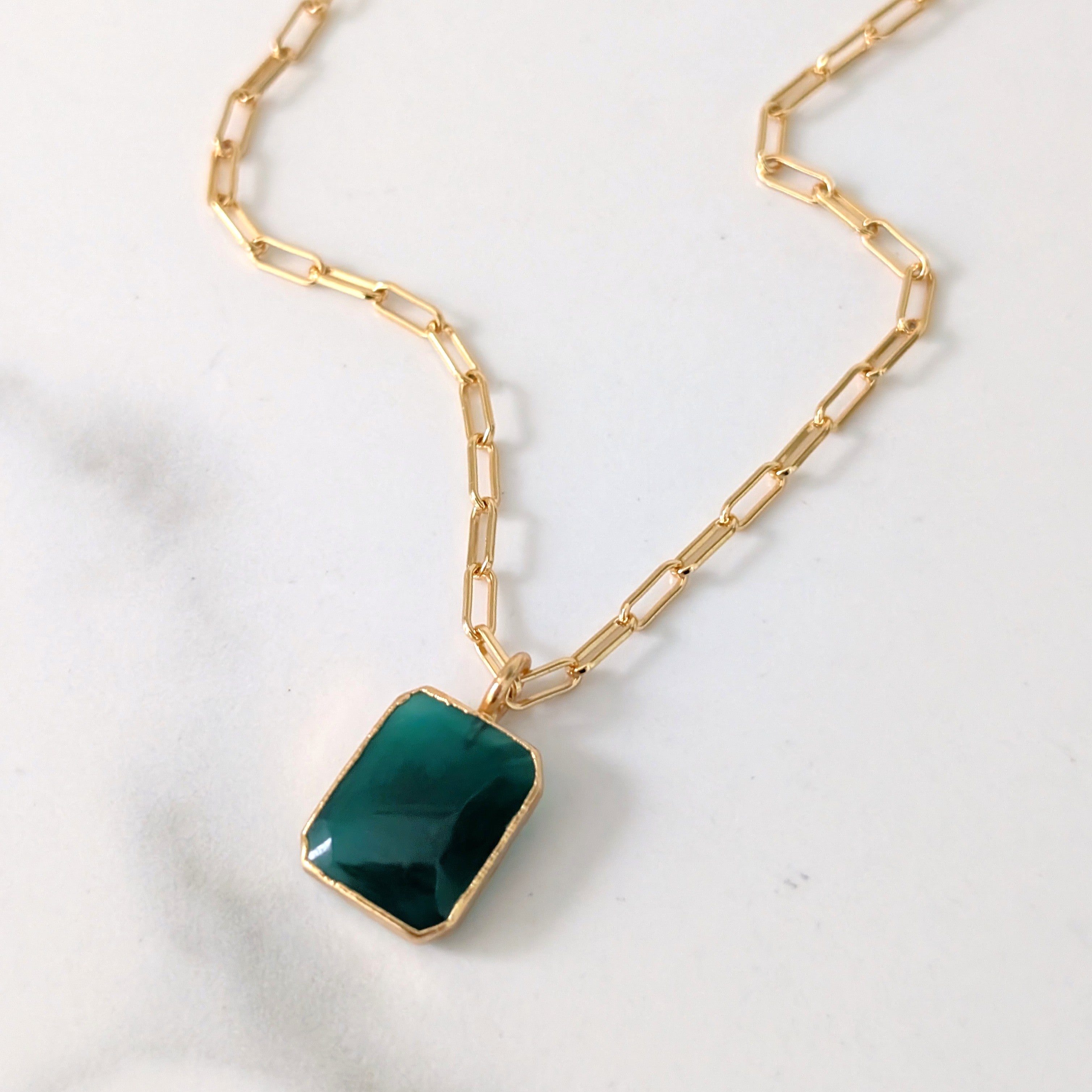 The Rectangle Green Onyx Necklace – Lapis London