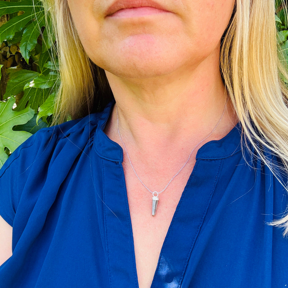 sterling silver pyrite spike gemstone necklace