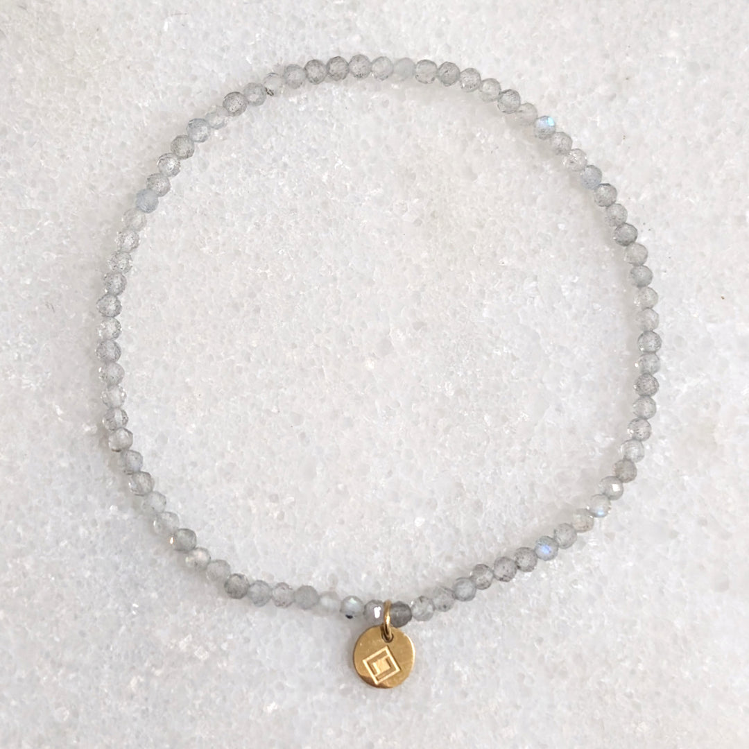 skinny labradorite gemstone bracelet with 2mm faceted beads