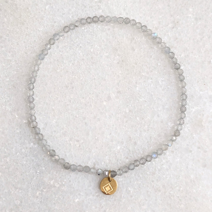skinny labradorite gemstone bracelet with 2mm faceted beads