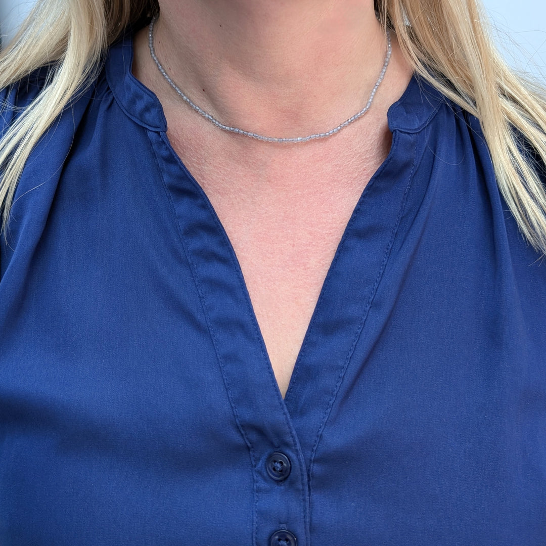 Delicate labradorite 2mm faceted bead gemstone necklace 