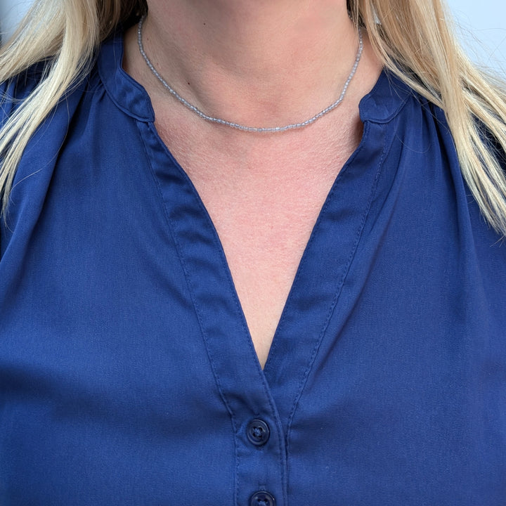 Delicate labradorite 2mm faceted bead gemstone necklace 