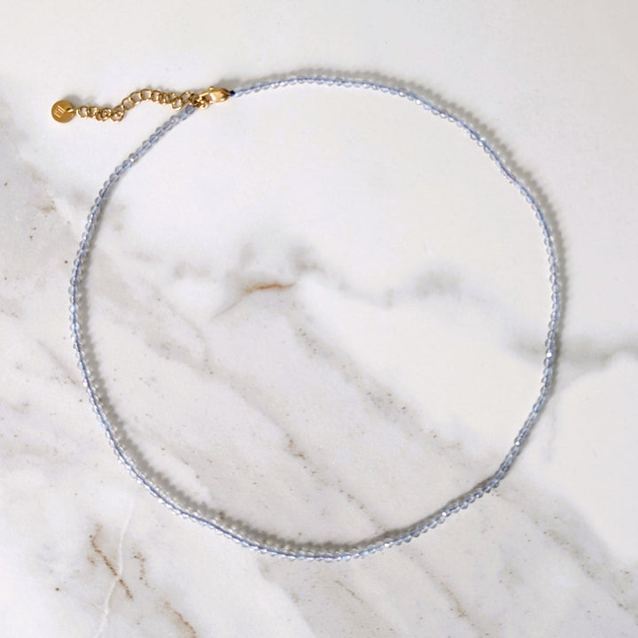 Delicate labradorite 2mm faceted bead gemstone necklace 