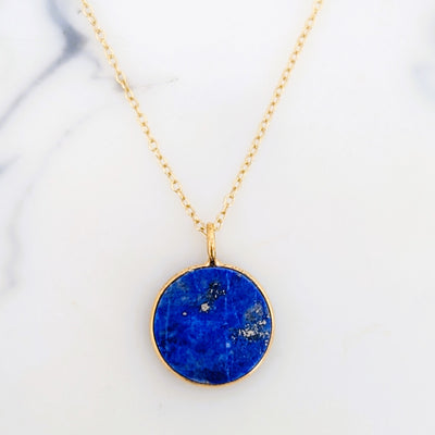 Lapis lazuli gold plated pendant necklace