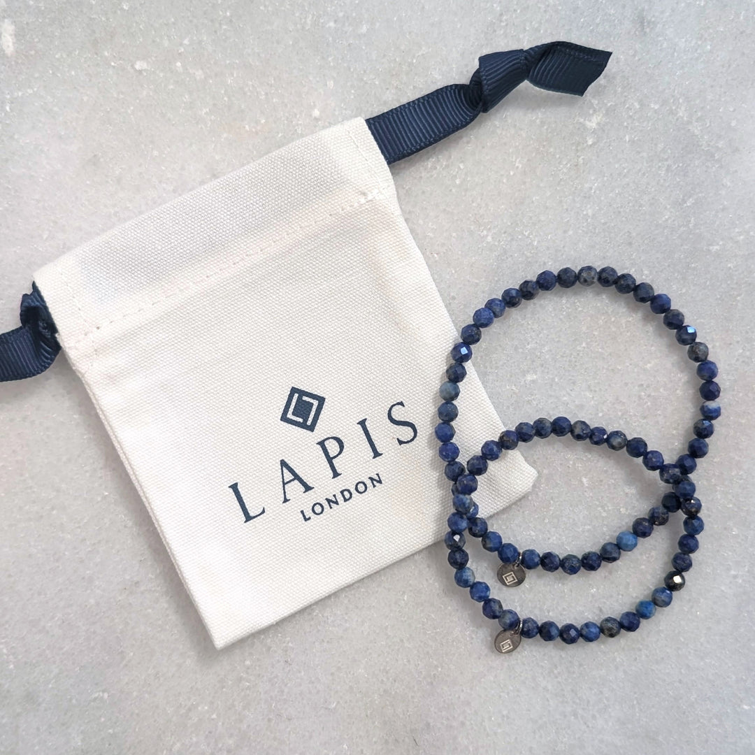 Lapis Lazuli "Mummy and Me" gemstone bracelet set