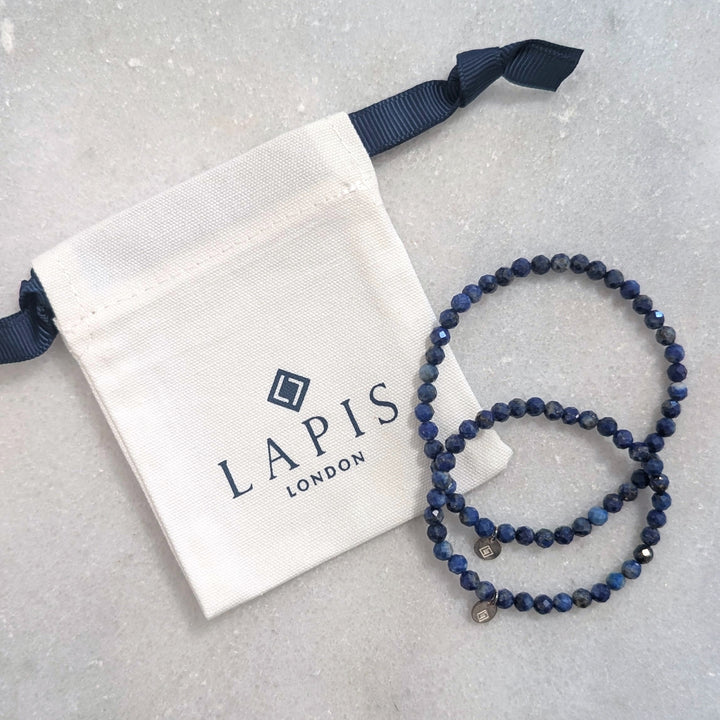 Lapis Lazuli "Mummy and Me" gemstone bracelet set