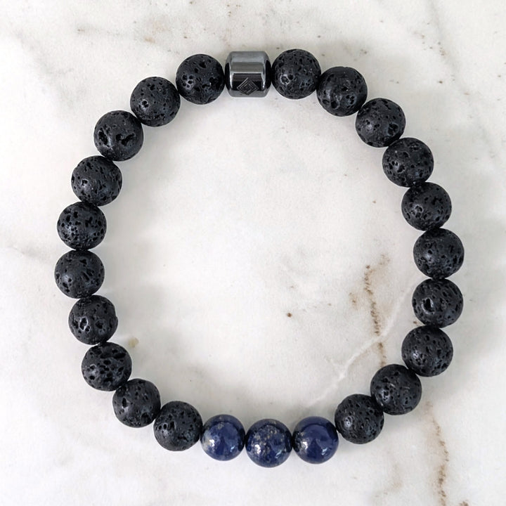 Lapis lazuli and lava stone September birthstone gemstone bracelet 