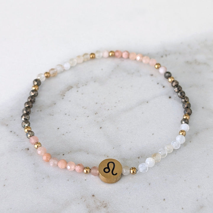Sunstone, Citrine and Pyrite Leo Zodiac Gemstone Bracelet 
