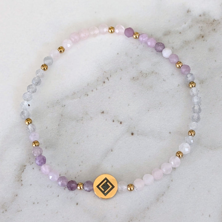 Rose Quartz, Labradorite and Lepidolite Libra zodiac gemstone bracelet 