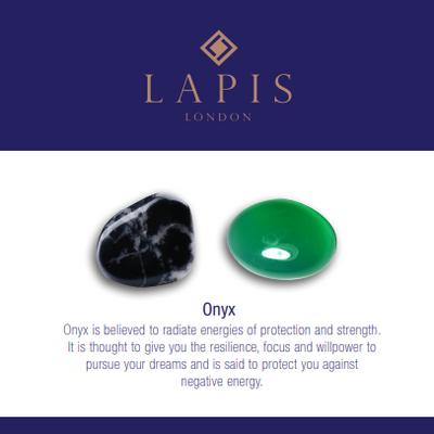 Mini Smooth Gemstone Pendant Necklace - Green Onyx, Gold Plated