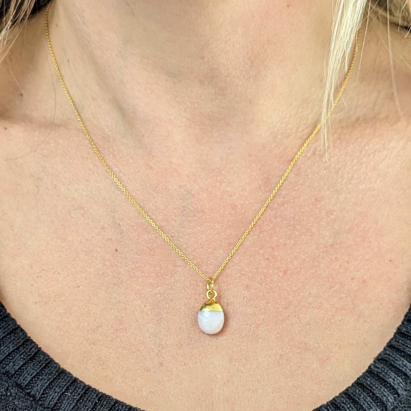 Pink Opal October Birthstone Necklace, Balance & Inner Peace