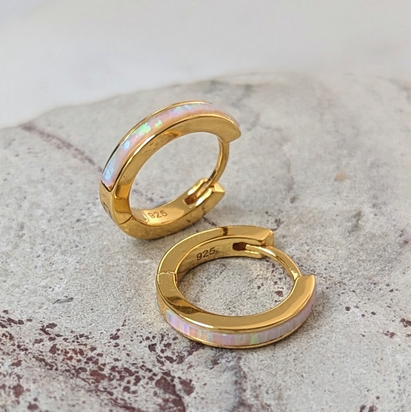 Opal Hoop Earrings - Gold Plated
