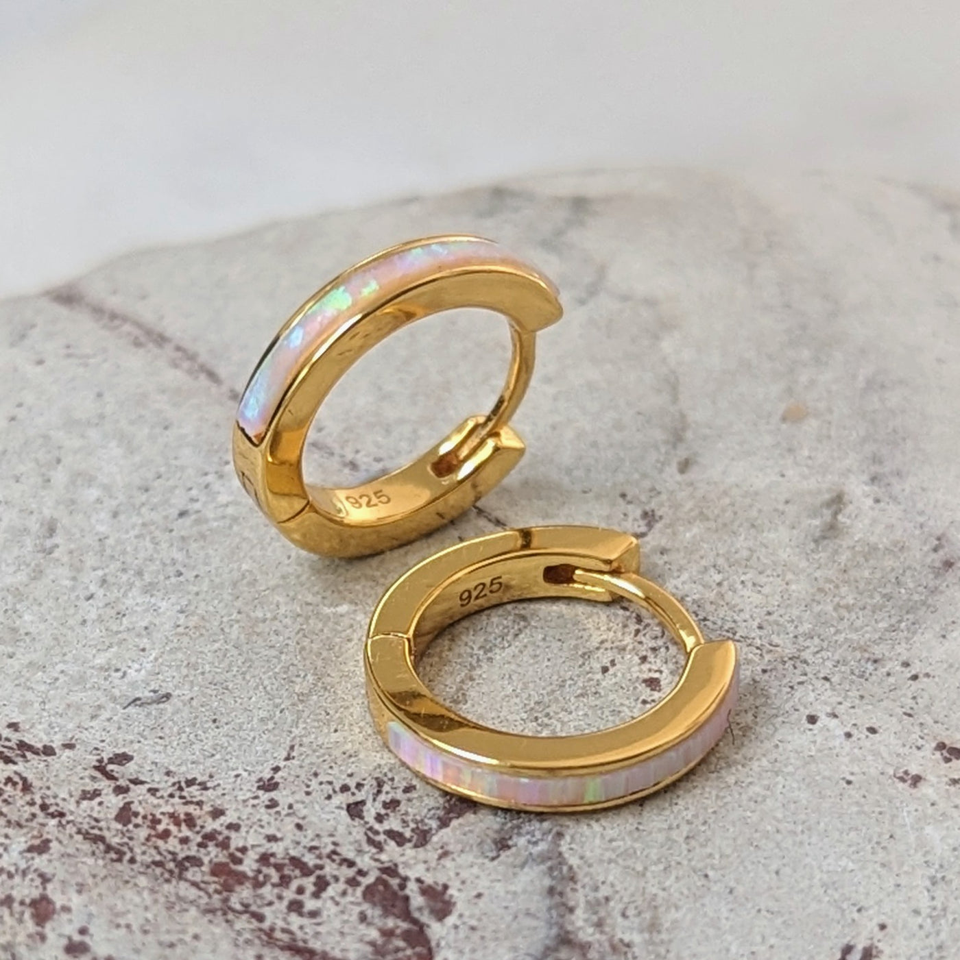 Opal Hoop Earrings - 18ct Gold Plated