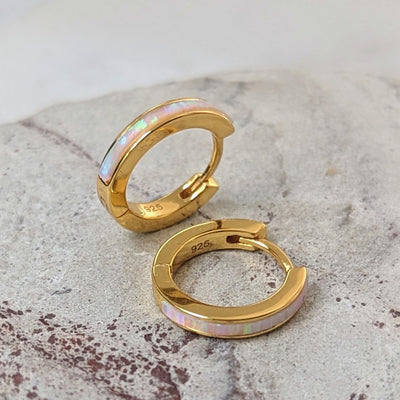 Opal Hoop Earrings - Gold Plated