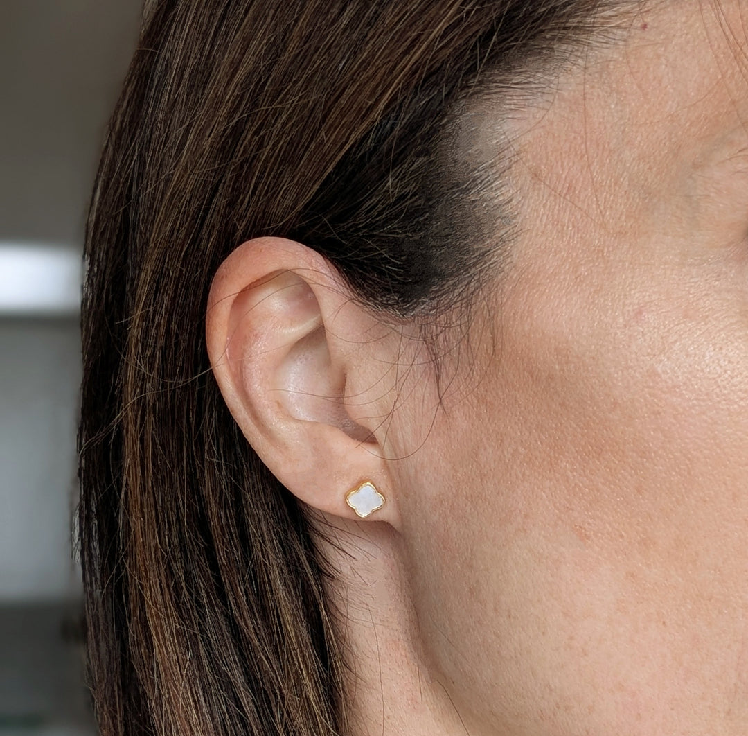 The Lucky Clover Mother of Pearl Stud Earrings