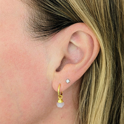 Opal gold plated gemstone hoop earrings 