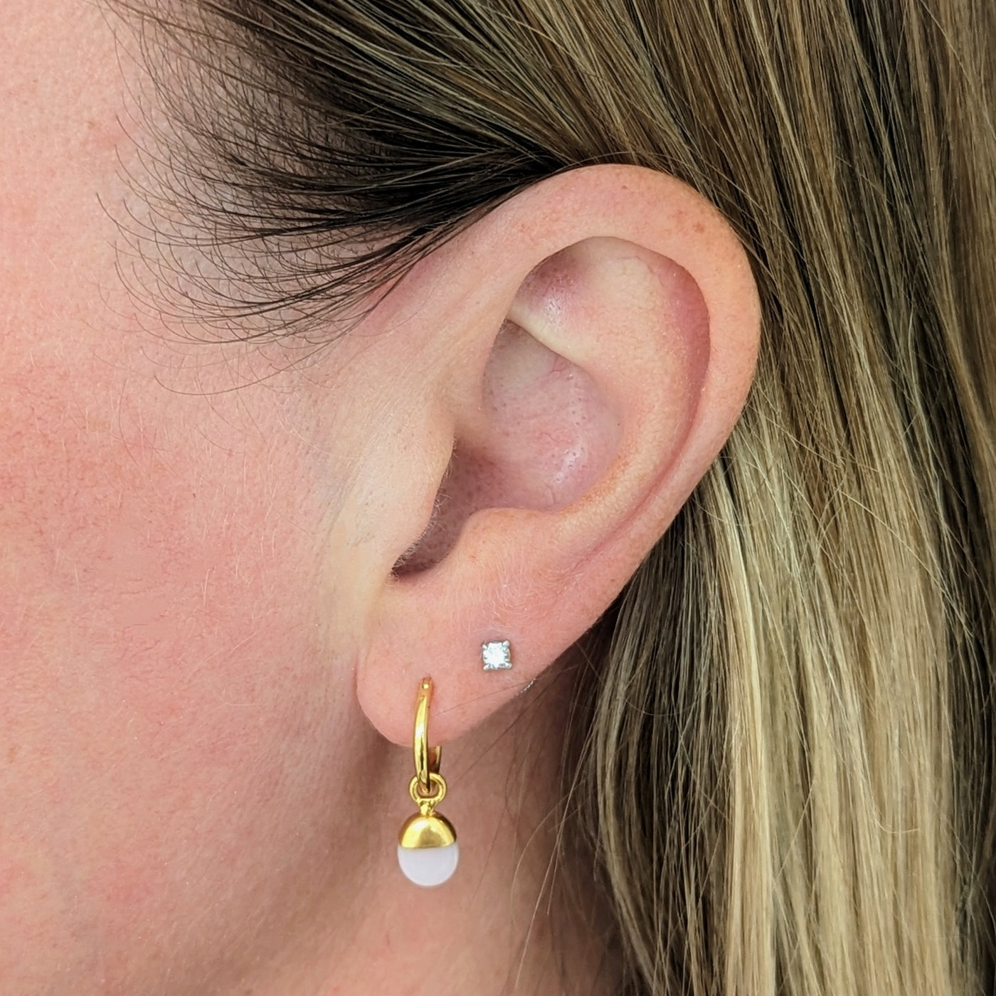 Opal gold plated gemstone hoop earrings 