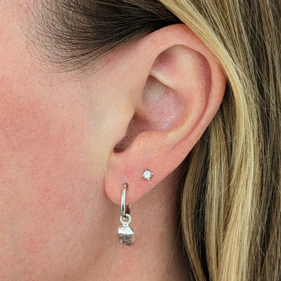 Clear quartz silver gemstone earrings