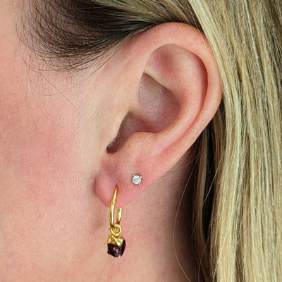 gold plated garnet January birthstone earrings