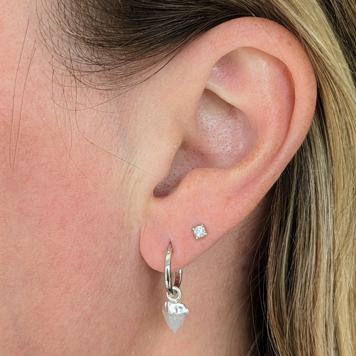 silver moonstone June birthstone earrings