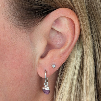 silver ruby june birthstone earrings