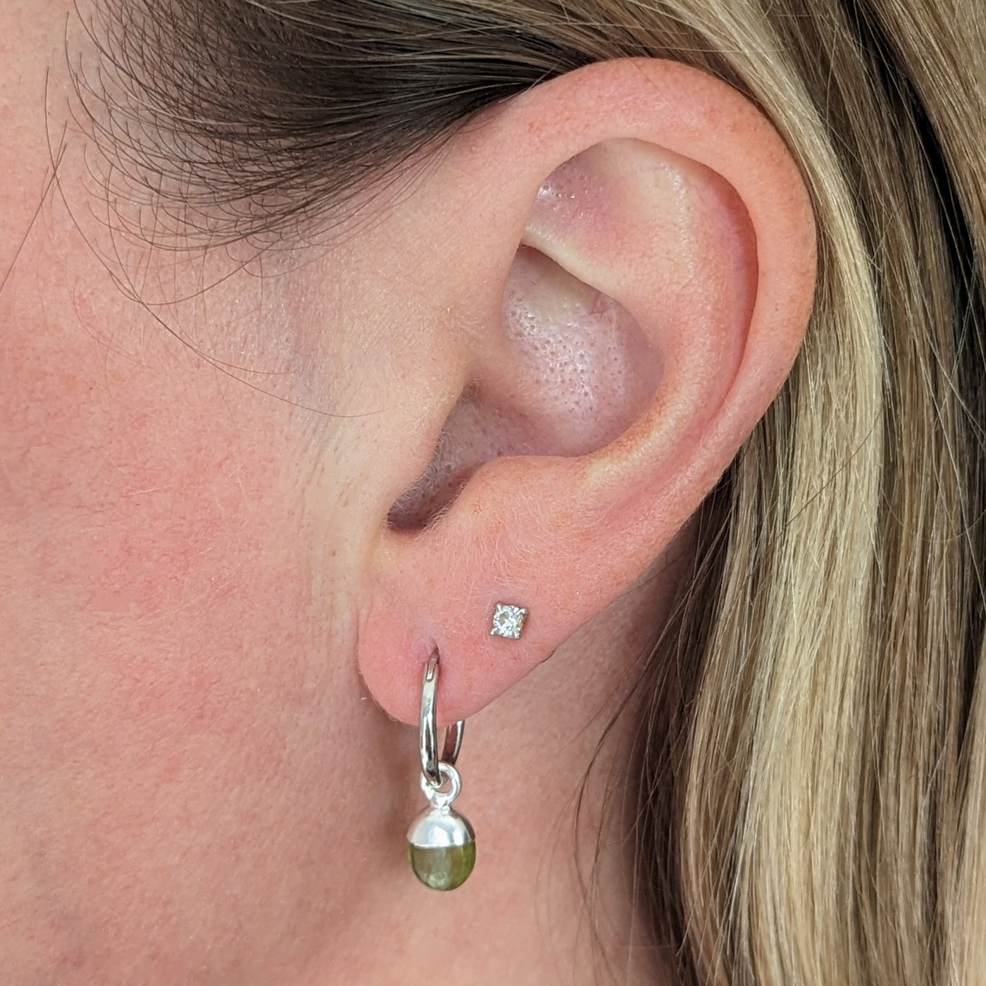 silver peridot august birthstone earrings