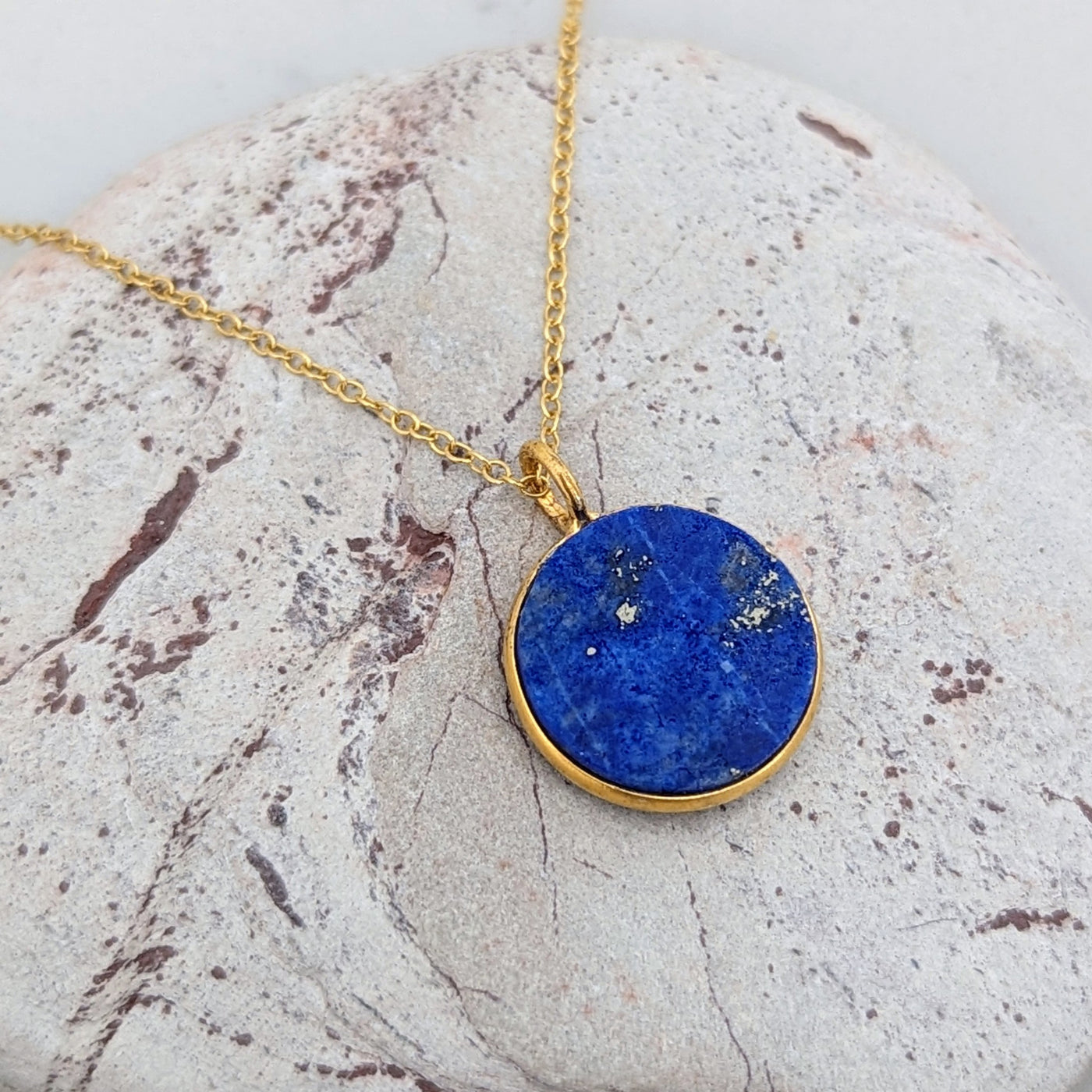 Lapis lazuli gold plated pendant necklace