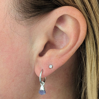 silver tanzanite December birthstone earrings