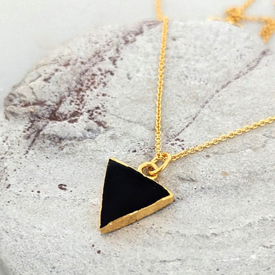 The Triangle Black Onyx Gemstone Necklace – Gold Plated